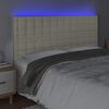 vidaXL sengegavl med LED-lys 200x5x118/128 cm kunstl&aelig;der cremefarvet
