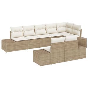 vidaXL Havesofa S&aelig;t med pude 8 pcs Beige og creme polyrattan