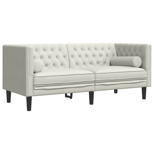 vidaXL 2-personers Chesterfield-sofa m. bolsterpuder fl&oslash;jl cremefarvet