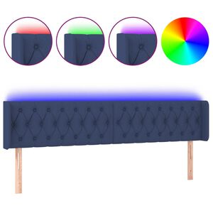 vidaXL sengegavl med LED-lys 203x16x78/88 cm stof bl&aring;