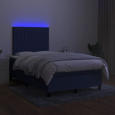 vidaXL kontinentalseng med LED-lys 120x190 cm stof blå