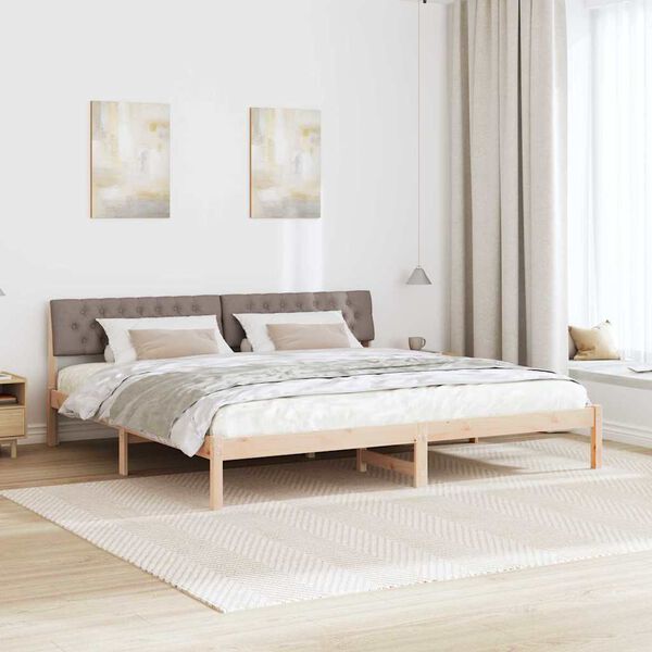 vidaXL Sengestel Brun og taupe 200 x 200 cm Massivt fyrretr&aelig;