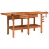 vidaXL arbejdsbord m. skuffer + skruestik 192x62x83 cm massivt akacie