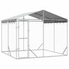 vidaXL udend&oslash;rs hundeg&aring;rd med tag 3x3x2,5 m galvaniseret st&aring;l s&oslash;lv