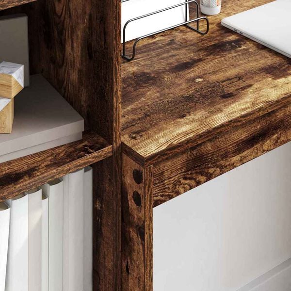 vidaXL Bord med skuffe 2 pcs Røget eg