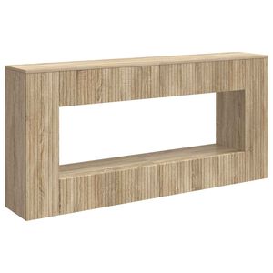 vidaXL Konsolbord Stribet Sonoma eg 155 x 29 x 74 cm Konstrueret tr&aelig;
