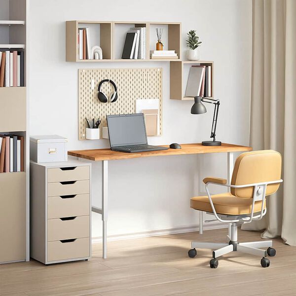 vidaXL bordplade 140x60x2,5 cm massivt egetr&aelig; rektangul&aelig;r lysebrun