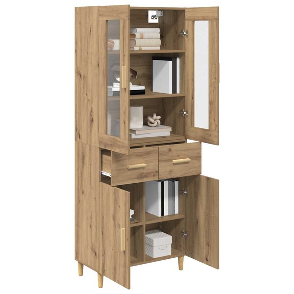 vidaXL Highboard Artisan Egetr&aelig; 69,5 x 34 x 180 cm Konstrueret tr&aelig;