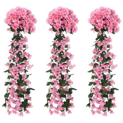 vidaXL kunstige blomsterguirlander 3 stk. 85 cm lyserød