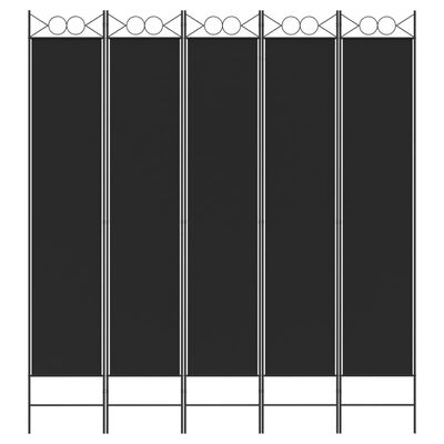 vidaXL 5-panels rumdeler 200x220 cm stof sort