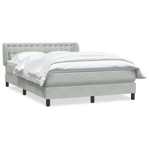 vidaXL kontinentalseng med madras 160x220 cm fl&oslash;jl lysegr&aring;