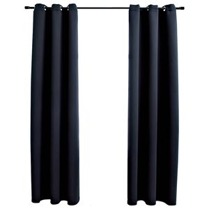 vidaXL m&oslash;rkl&aelig;gningsgardiner med ringe 2 stk. sort 97x213 cm stof