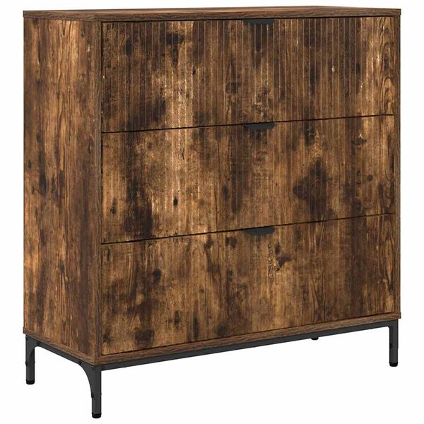 vidaXL Sideboard med skuffe R&oslash;get eg 79,5 x 33 x 82 cm Konstrueret tr&aelig;