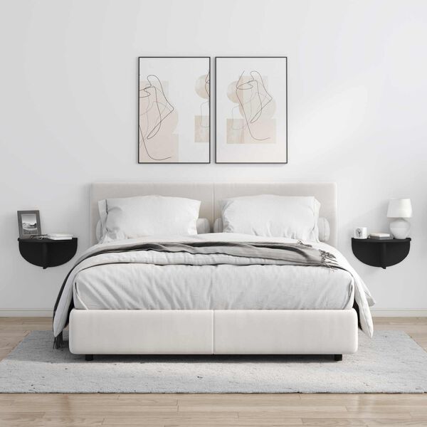 vidaXL V&aelig;ghylde V&aelig;gmonteret 2 pcs Sort 38 x 19 x 19 cm Konstrueret tr&aelig;