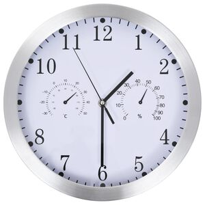 vidaXL v&aelig;gur med kvarts-urv&aelig;rk hygrometer og termometer 30 cm hvid