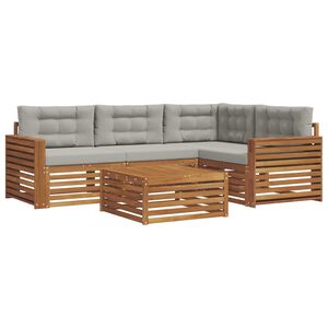 vidaXL Udend&oslash;rs sofagruppe 5 pcs Naturlig og Lys Gr&aring; Massivt Akacietr&aelig;