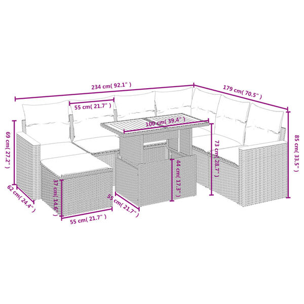 vidaXL sofas&aelig;t til haven 8 dele med hynder polyrattan beige