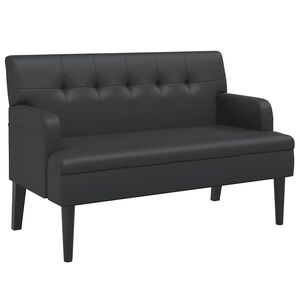 vidaXL b&aelig;nk med rygl&aelig;n sort 112x65,5x75 cm kunstl&aelig;der