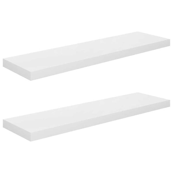 vidaXL v&aelig;ghylder 2 stk. 90x23,5x3,8 cm MDF hvid h&oslash;jglans