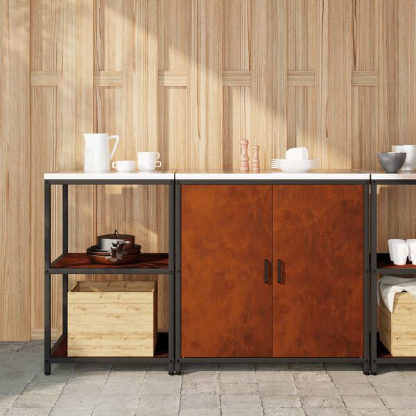 vidaXL K&oslash;kkenopbevaringss&aelig;t med hylde med d&oslash;r 2 pcs Rusten Cortenst&aring;l