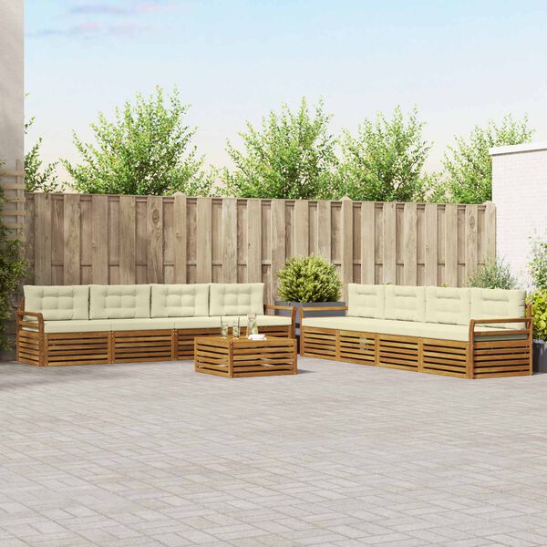 vidaXL Udend&oslash;rs sofagruppe med pude 9 pcs Naturlig og Fl&oslash;de