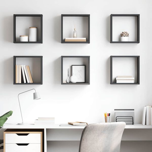 vidaXL v&aelig;ghylder 6 stk. 30x15x30 cm kubeformet gr&aring; h&oslash;jglans