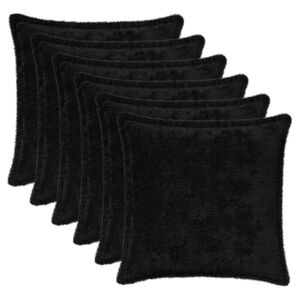 vidaXL Pudebetr&aelig;k 6 stk. HOUTEN Sort 30 x 30 cm Faux Kanin Pels
