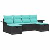 vidaXL Havesofa S&aelig;t med pude med opbevaring 6 pcs Sort Poly rattan