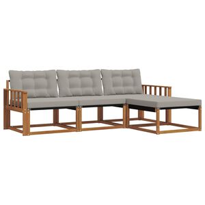 vidaXL Udend&oslash;rs sofagruppe med pude 4 pcs Naturlig og Lys Gr&aring;