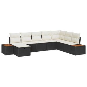 vidaXL Havesofa S&aelig;t med pude 8 pcs Sort polyrattan
