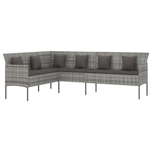vidaXL L-formet havesofa med hynder polyrattan gr&aring;