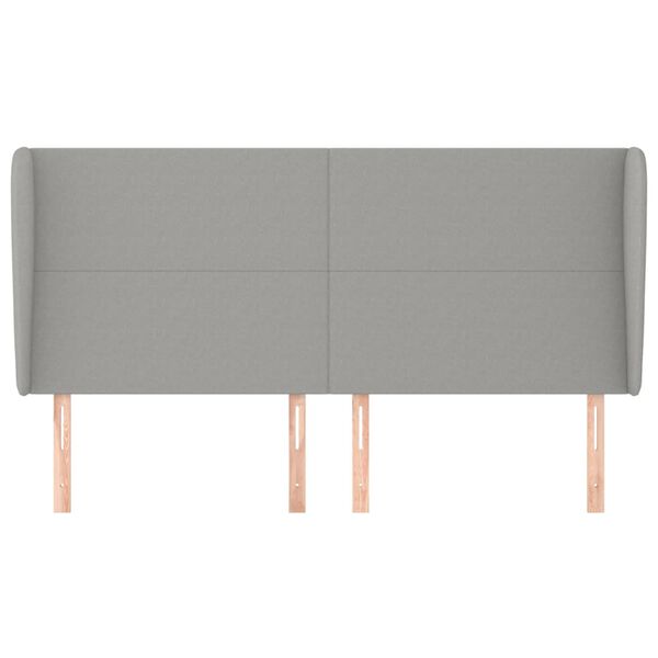 vidaXL sengegavl med kanter 163x23x118/128 cm stof lysegr&aring;