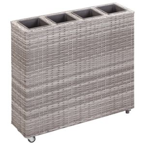 vidaXL h&aelig;vet plantekasse med 4 krukker 80x22x79 cm polyrattan gr&aring;