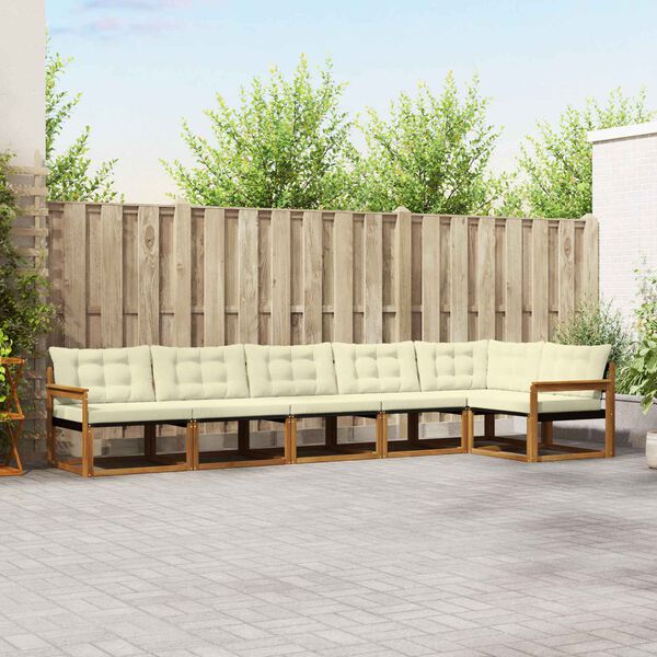 vidaXL Udend&oslash;rs sofagruppe med pude 6 pcs Naturlig og Fl&oslash;de