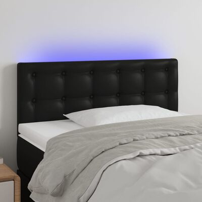 vidaXL sengegavl med LED-lys 80x5x78/88 cm kunstlæder sort