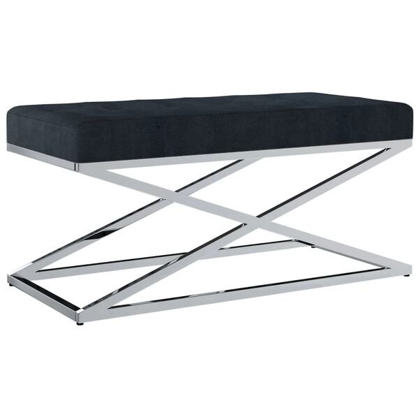 vidaXL b&aelig;nk 97 cm fl&oslash;jl stof rustfrit st&aring;l sort