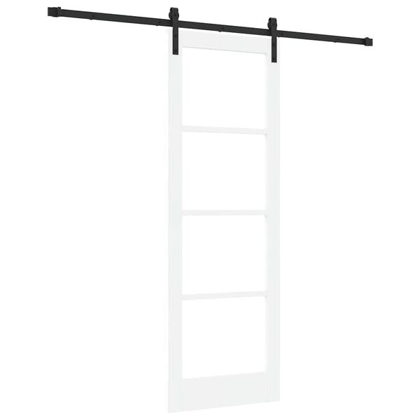 vidaXL Skyded&oslash;r ORKDAL Hvid 73,5 x 211 cm Massivt fyrretr&aelig; og glas