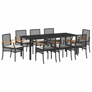 vidaXL Have Spisebordss&aelig;t 9 stk. Sort Rattan