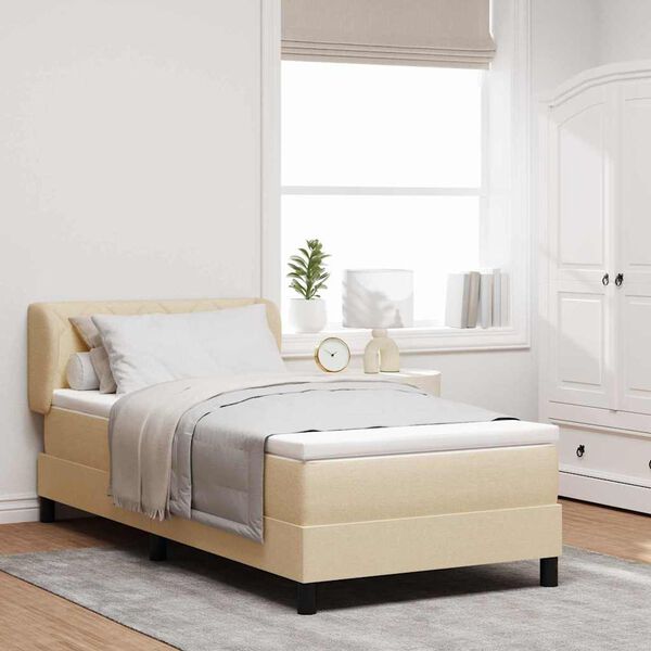 vidaXL Box spring seng med madras Creme 90 x 190 cm Stof