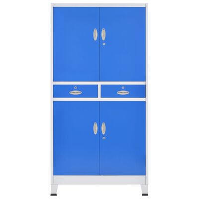 vidaXL kontorskab med 4 låger 90 x 40 x 180 cm grå og blå