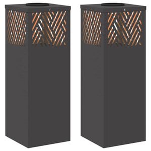 vidaXL Solar LED sti lys 2 pcs Sort Koldvalset St&aring;l