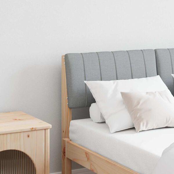 vidaXL Polstret sengegavl Lysegrå 120 cm Massiv fyrretræ