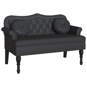 vidaXL Chesterfield bænk med pude Sort 120.5 x 65 x 75 cm Faux læder