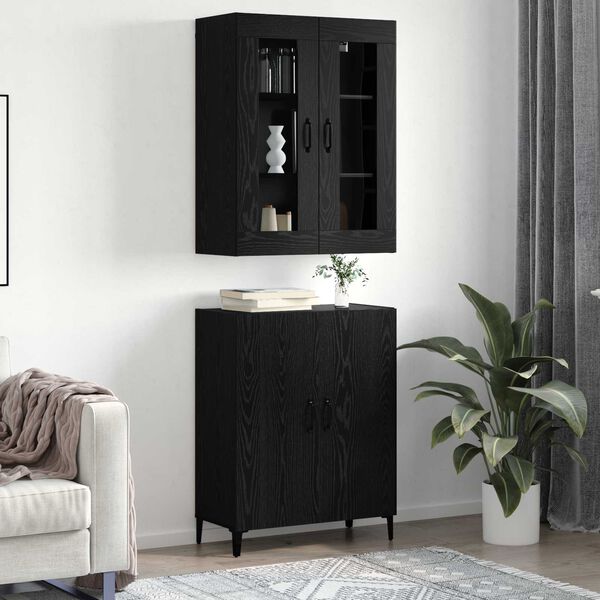 vidaXL Highboard 2 pcs Sort eg Konstrueret tr&aelig;
