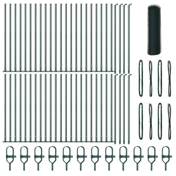 vidaXL Hegnsp&aelig;l Gr&oslash;n 100 x 1 m (13 mm mesh) St&aring;l og PVC