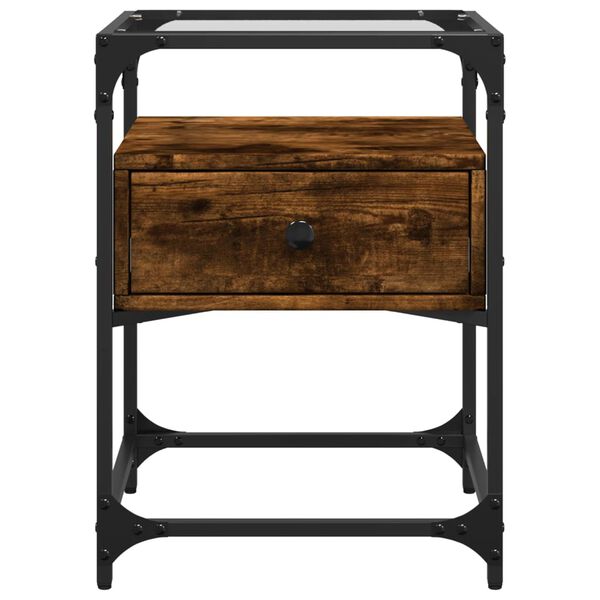 vidaXL sengebord 40x40x55 cm konstrueret tr&aelig; r&oslash;get egetr&aelig;sfarve