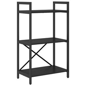 vidaXL Bogreol 3 niveauer 56 x 34 x 96 cm Konstrueret tr&aelig; Sort eg