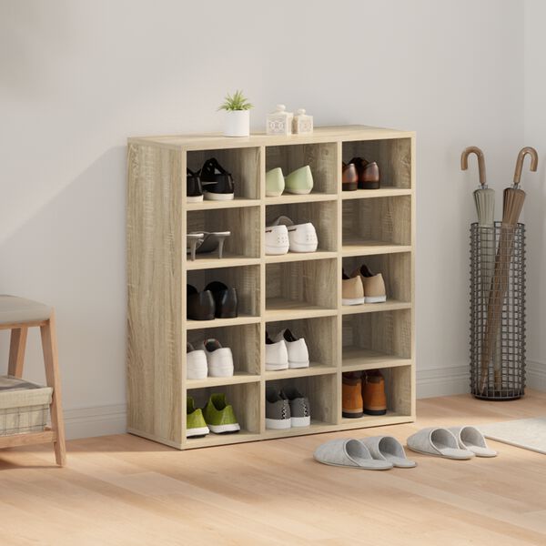 vidaXL Sko skab Sonoma eg 77,5 x 30 x 83,5 cm Konstrueret tr&aelig;