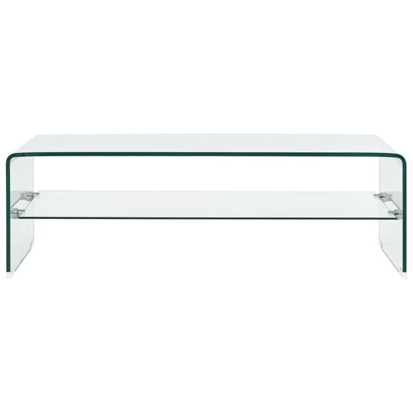 vidaXL sofabord 98 x 45 x 31 cm hærdet glas transparent