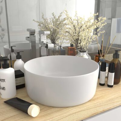 psykologisk nægte Vænne sig til vidaXL luksuriøs håndvask 40x15 cm rund keramisk mat hvid | vidaXL.dk